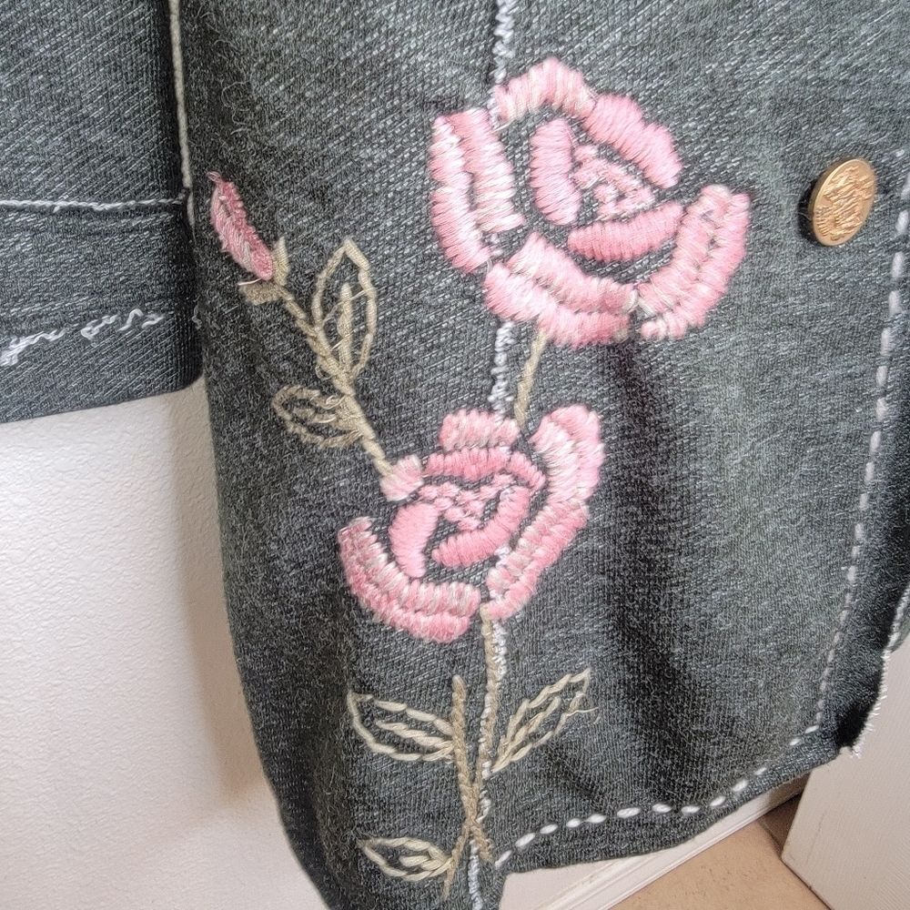 Nick & Mo knit floral embroidered military style long jacket size Medium - Picture 3 of 6